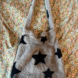 Y2K Gray Star Fuzzy mini tote
